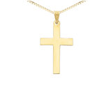 14K Yellow Gold Polished Cross Pendant Necklace with Chain