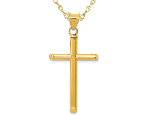 14K Yellow Gold Cross Pendant Necklace with Chain (1 /14 inch)