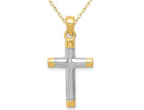 14K White and Yellow Gold Cross Pendant Necklace with Chain