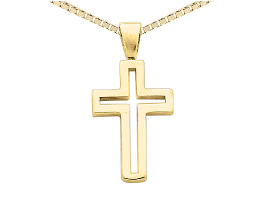 14K Yellow Gold Cross Pendant Necklace with Chain