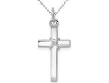 14K White Gold Cross Pendant Necklace with Chain