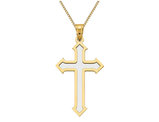 14K White and Yellow Gold Cross Pendant Necklace with Gold Chain