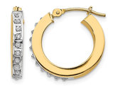 Accent Diamond Hinged Hoop Earrings in 14K Yellow Gold (2/3 Inch)