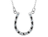 Black and White Accent Diamond Horseshoe Necklace in Sterling Silver with Chain