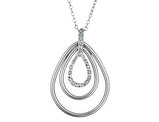 Sterling Silver Triple Teardrop Necklace with Diamond Accent and Chain