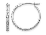 Accent Diamond Round Hinged Hoop Earrings in 14K White Gold (3/4 Inch)