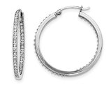 Sterling Silver In and Out Hoop Earrings with Diamond Accents (1 1/4 Inch)