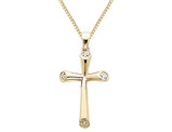 Accent Diamond Cross Pendant Necklace in 14K Yellow Gold with Chain