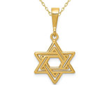 14K Yellow Gold Star Of David Pendant Necklace with Chain