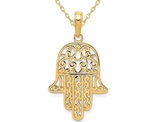 14K Yellow Gold Hamsa Charm Pendant Necklace with Chain