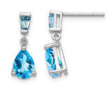 1.70 Carat (ctw) Swiss Blue Topaz Dangle Earrings in 14K White Gold