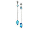 Blue Topaz Dangle Drop Earrings in 14K White Gold