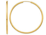 Large Hoop Earrings in 14K Yellow Gold 2 Inch (2.00 mm)