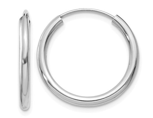 Small Hoop Earrings in 14K White Gold 3/4 Inch (2.00 mm)