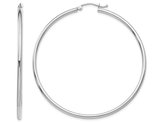 Large Hoop Earrings in 14K White Gold 2 Inch (2.00 mm)