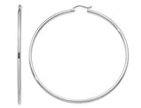 14K White Gold Large Hoop Earrings 2 1/2 Inch (2.00 mm)