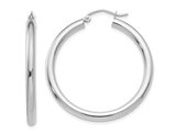 14K White Gold Medium Hoop Earrings 1 1/4 Inch (3.00 mm)