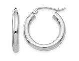 Small Hoop Earrings in 14K White Gold 3/4 Inch (3.00 mm)