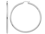 14K White Gold Extra Large Hoop Earrings 2 1/2 Inch (3.00 mm)