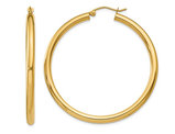 Large Hoop Earrings in 14K Yellow Gold 1 3/4 Inch (3.00 mm)