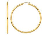 14K Yellow Gold Extra Large Hoop Earrings 2 1/2 Inch (3.00 mm)
