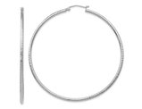 Extra Large Diamond Cut Hoop Earrings in 14K White Gold 2 1/2 Inch (2.00 mm)