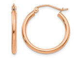 14K Rose Pink Gold Hoop Earrings 3/4 Inch (2.00 mm)