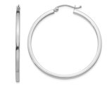 Large Hoop Earrings in 14K White Gold 1 1/2 Inch (2.00 mm)