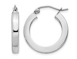 14K White Gold Small Square Tube Hoop Earrings 3/4 Inch (3.00 mm)