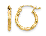 Small Twist Hoop Earrings in 14K Yellow Gold 1/2 Inch (2.00 mm)