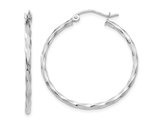 Large Twist Hoop Earrings in 14K White Gold 1 Inch (2.00 mm)