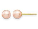 Pink Dyed Freshwater Cultured Pearl Stud Earrings in 14K Yellow Gold