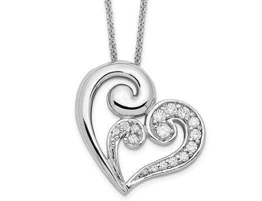 A Mothers Journey Heart Pendant Necklace in Sterling Silver with Chain