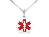 14K White Gold Medical Charm Pendant Necklace with Chain