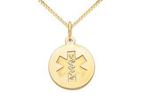 14K Yellow Gold Medical Charm Pendant Necklace with Chain