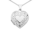 Heart Locket Pendant Necklace in 14K White Gold with Chain