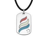 'Embrace Hope Prayer' Dog Tag Pendant Necklace in Sterling Silver and Enamel with Rubber Cord