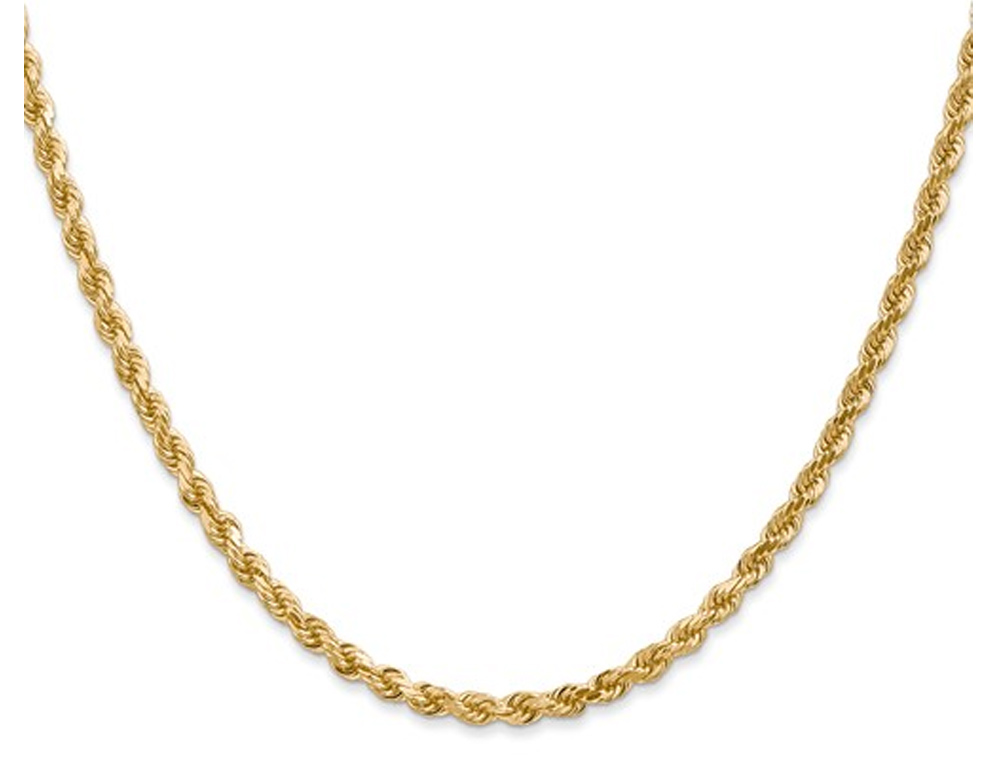 14K Yellow Gold Diamond-Cut Rope Chain Necklace 22 Inches (3.00 mm)