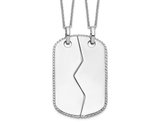 'Military Mizpah' Dog Tag Pendant Necklace for Two in Sterling Silver with Chain