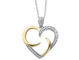 'The Arms of Love' Heart Pendant Necklace in Sterling Silver with Synthetic Cubic Zirconias