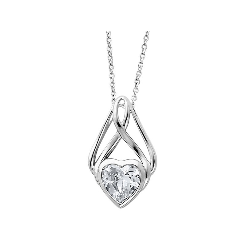CZ Wrapped Around My Heart Pendant in SS with Chain