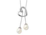 Cultured Freshwater Pearl 'Two Become One' Lariat Necklace in Sterling Silver