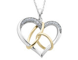 'To Have and To Hold' Heart Pendant Necklace in Sterling Silver with Synthetic Cubic Zirconias