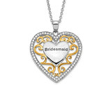 'Bridesmaid' Heart Pendant Necklace in Sterling Silver with Chain