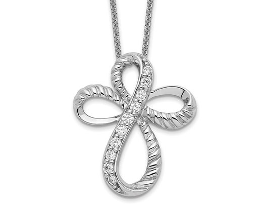 'Endless Hope' Cross Pendant Necklace in Sterling Silver with Chain