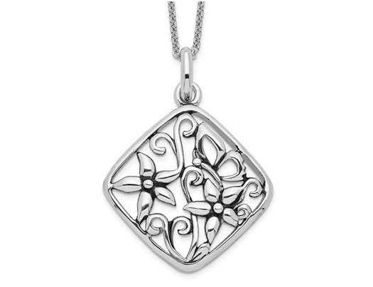 'I Appreciate You Mom' Pendant Necklace in Antiqued Sterling Silver with Chain
