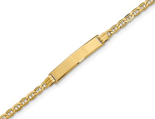 Engraveable ID Bracelet in 14K Yellow Gold 7 Inches