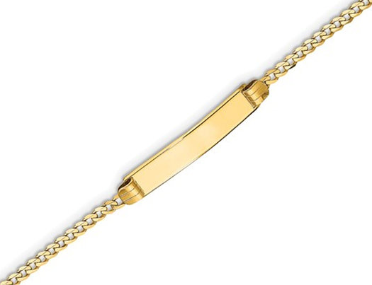 14K Yellow Gold Engraveable Curb Link ID Bracelet (7 Inches)