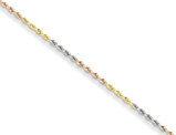 Diamond Cut Rope Chain Anklet in 14K Yellow, White and Pink Gold 9 Inches