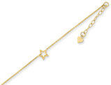 14K Yellow Gold Adjustable Star Anklet 9 Inches